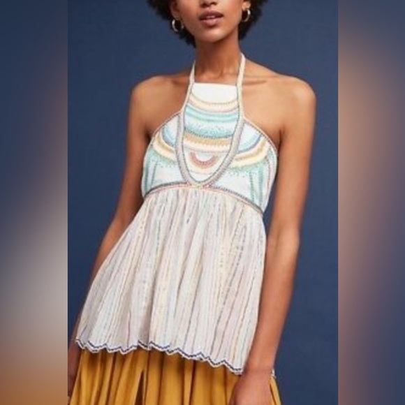 Anthropologie Floreat Itzel Embroidered Halter top - Picture 1 of 9